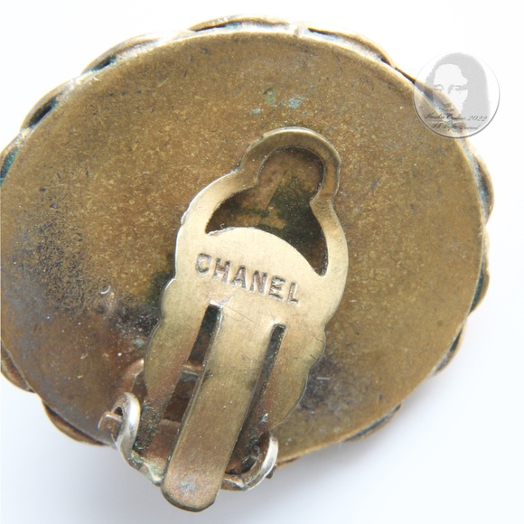 Rare Chanel Earrings Roaring Lion Head Art Deco Style Clip On Vintage 70s HTF - Picture 14 of 15